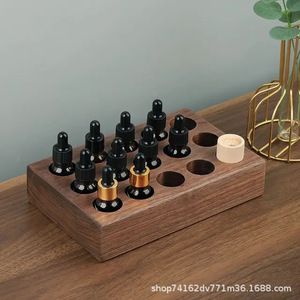 Caja de almacenamiento de aceite esencial de madera de nogal, estante de exhibición con múltiples compartimentos de 22x14x4,8 cm para lápiz labial, esmalte de uñas, organizador de escritorio - Product Image 3