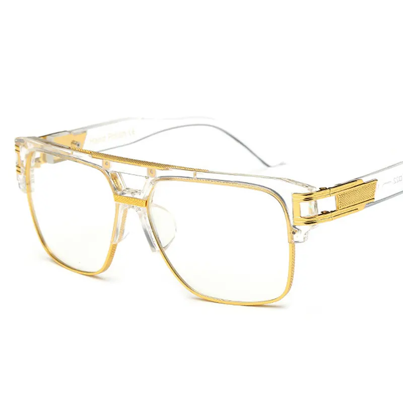 Square eyeglasses men women black gold frame clear lenses retro optical half frame glasses