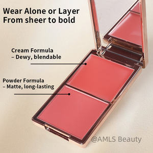 Paleta de rubor en polvo en crema 2 en 1 con maquillaje de larga duración con espejo - Product Image 4