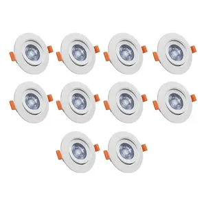 โคมไฟเพดาน LED แบบฝังสีขาว3W, ไฟสปอตไลท์โครงสร้างสีขาวขนาด8ซม. - Product Image 4