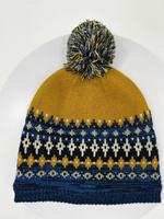 Bonnet en tricot jacquard Fair Isle doublé polaire avec pompon, unisexe, chaud, pour l'hiver et les activités de plein air par temps froid