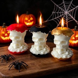 Bougie parfumée en forme de pomme avec crâne d'Halloween, ornement de table effrayant pour fête, décoration de maison, cadeau - Product Image 1