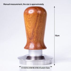 Prensador de Café Dinamométrico Manual con Mango de Palisandro, Resorte de Acero Inoxidable 304, Base Plana Ondulada, Marca Personalizada - Product Image 2