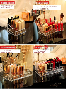 Tùy chỉnh thiết kế <span class=keywords><strong>Acrylic</strong></span> Son môi Túi mỹ phẩm hiển thị đứng không thấm nước hiện đại trong suốt lưu trữ tổ chức dễ dàng lắp ráp - Product Image 5