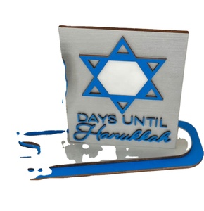 Hanukkah Countdown <b>Sign</b> <b>Wooden</b> & Acrylic 30x20x9cm Home Party Decoration Table Advent Calendar - Product Image 4