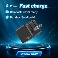 NIUBAILE Chargeur rapide Type-C 30W PD3.1/PD3.0 FCP pliable, écologique, ABS ignifuge, 5G universel