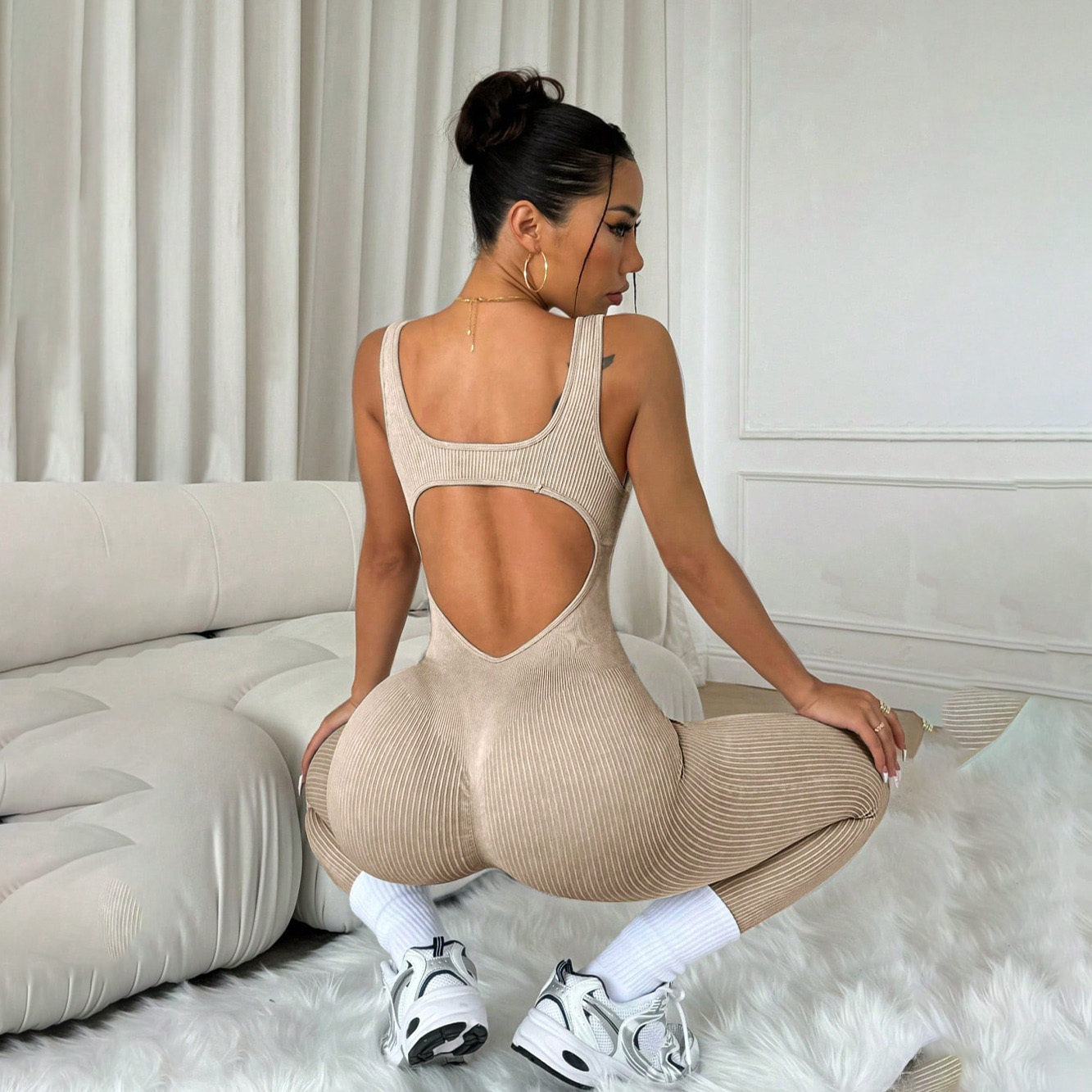 Lanyu New Skin-friendly Sexy Women's Jumpsuits Playsuits Fashionable High-elastic Jumpsuit Quick-drying Tight Fitness Bodysuit