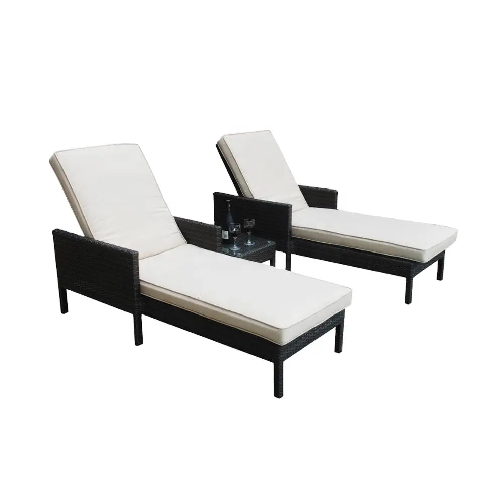 Luxury Outdoor Rattan Double Chaise Sun Lounger Pool garden Chaise Lounge