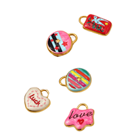 D570 Breloques Émail Peintes à la Main Tendance, Pendentifs en Acier Inoxydable Papillon, Cœur Porte-Bonheur, Étoile, Accessoires DIY pour Fête d'Enfants