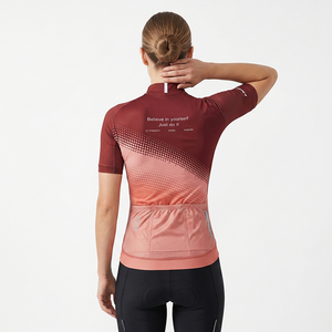 Maillot de <span class=keywords><strong>cyclisme</strong></span> personnalisé pour femmes, manches courtes, avec fermeture éclair intégrale, vêtements imprimés pour le vélo - Product Image 2