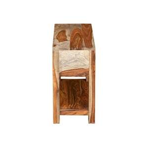 Solid Sheesham Wood Bedside <b>Table</b> with <b>Drawer</b> & Open Shelf | Natural Finish Wooden Nightstand | Modern Bedroom <b>Side</b> <b>Table</b> - Product Image 2