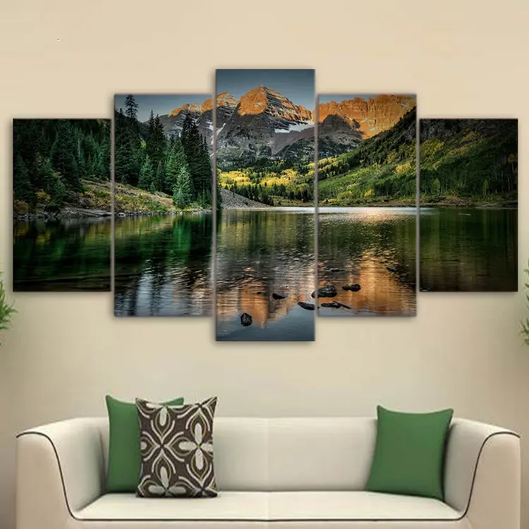 Large Home Decoration Canvas Prints 5 Pieces Hanging Frame Wall Art Scenery Poster Beautiful Nature Landscape Paintings
