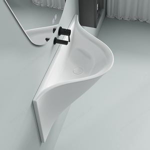 Lavabo a parete con miscelatore a incasso e bordo superiore integrale per progetti di bagni e hotel - Product Image 2