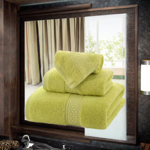 Luxus langstapelige Baumwolle Jacquard Badet uch Set 3-teiliges Satin Plaid Square Hotel-Grade Solid Beige Ultra-Soft - Product Image 3