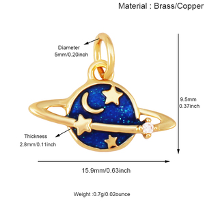 Colgante de Estrella, Luna, Espacio, Sol, Universo, Arcoíris Celestial con <span class=keywords><strong>Esmalte</strong></span> Brillante, Bañado en Oro con Circonita, Suministros para Joyería S84 - Product Image 5