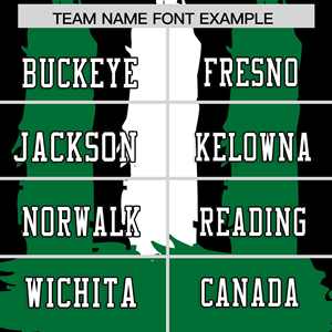 Camisetas de Fútbol Americano Personalizadas con Patrón de Grafiti en Negro, Verde Kelly y Blanco - Product Image 3