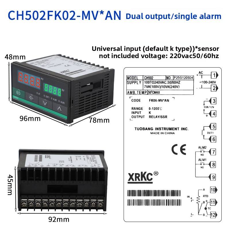 XRKC Smart Temperature Controller CH102/402/502/702/902 96x48mm Digital PID Thermostat OEM/ODM Customizable 0.1C Resolution Data