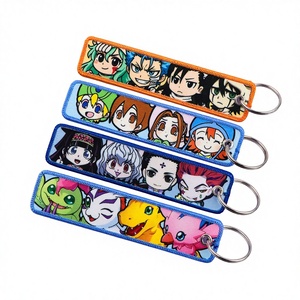21 Styles Porte-clés brodés Anime avec étiquette tissée, Pendentifs Blesch Dagion Luffy DBZ Satoru Gojo, Accessoires en gros - Product Image 3