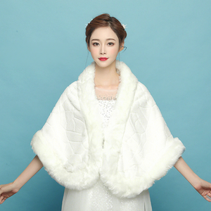 Boléro en laine <span class=keywords><strong>ivoire</strong></span> Feishiluo pour femmes, taille standard, cape de soirée, cape de <span class=keywords><strong>mariage</strong></span> d'hiver - Product Image 1