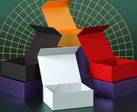 Boîte cadeau magnétique pliable de luxe avec poignée, noir classique, grande boîte de présentation pour l'emballage