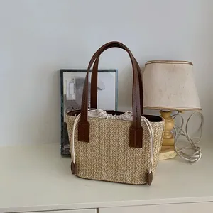 Corée du sud ins herbe tissé petit sac été nouveau loisirs vacances femmes sac panier main facture épaule sac à bandoulière