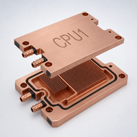 Bloc de refroidissement liquide pour processeur en cuivre pur CNC sur mesure, micro-canaux, plaque froide liquide pour système de gestion thermique de serveur 1U 2U