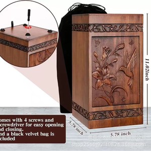 Wooden Pet <b>Urn</b> Solid Wood Square 5.78x5.78x11.02 Inch Secure Closure For Dog <b>Cat</b> Memorial Burial Cremation Box - Product Image 1