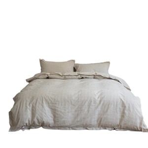 Song Dynasty Aesthetics Cotton Linen Bedding Set Four-piece Undyed Solid Color Jacquard Washed Flax 1688 Source Selection - Product Image 3
