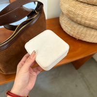 Étui de voyage carré en cuir PU fait main, mignon et tendance, avec fermeture éclair, pour bijoux, idéal pour les cadeaux