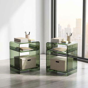 Tavolino Laterale <span class=keywords><strong>in</strong></span> Acrilico, <span class=keywords><strong>Dimensioni</strong></span> 15.7 X 19.7 X 11.8 <span class=keywords><strong>Pollici</strong></span>, Vetrina Decorativa Moderna Trasparente per Soggiorno - Product Image 5