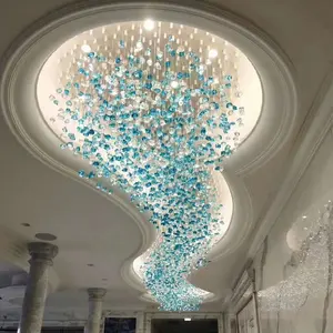 Benutzer definierte Innendekoration Glas Stein Kronleuchter Luxus Villa Hotel Moderne Glas geblasen Kronleuchter