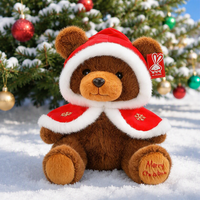 Ours en peluche de Noël personnalisé super doux avec capuche de Père Noël, design anti-stress, rembourrage en coton PP
