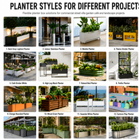 Jardinière rectangulaire en métal sur mesure pour extérieur, aménagement paysager commercial, grands pots de fleurs de jardin pour projets