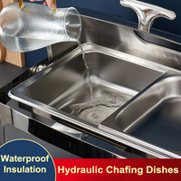 Plat de service chauffant électrique moderne en acier inoxydable 9L avec couvercle roulant pour buffet d'hôtel, couleur or