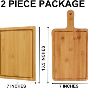 Planche à découper en bambou carrée en bois massif pour steak, cuisson, usage domestique, double face, antidérapante, style moderne et simple - Product Image 2