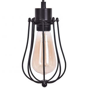 Stile Vintage E27/E26 <span class=keywords><strong>lampada</strong></span> a sospensione industriale in ferro nero <span class=keywords><strong>con</strong></span> lampadari a gabbia metallica e luci a sospensione - Product Image 3
