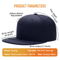 Unisex 6-panel flat brim snapback cap van hoge kwaliteit, hiphop, sportief, fitted, met aangepaste geborduurde logo
