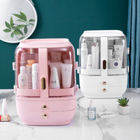 Boîte de rangement pour cosmétiques rose, organisateur de bijoux et de maquillage en ABS, coiffeuse, bureau, anti-poussière, étui à maquillage