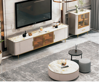 Ensemble de meubles de salon modernes en métal de luxe avec table basse dorée et meuble TV pour hôtel et appartement