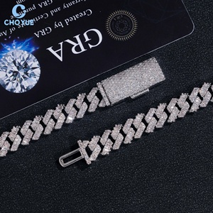 Cadena Cubana de Moissanita de 8mm con Baño de Rodio, Plata 925, VVS, Estilo Hip Hop, con Certificado GRA, Venta al Por Mayor - Product Image 4