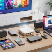 Proyektor Mini Saku Android 13 Smart S4 DLP Native 1080P Berkualitas Tinggi dengan Auto Focus, Baterai Internal, untuk Luar Ruangan dan Rumah, Film 3D