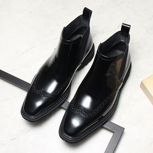 Botas de Hombre con Punta Cuadrada, Estilo Británico Retro, Casuales y Elegantes, Botas de Tobillo Formales de Negocios de Alta Calidad - Product Image 1