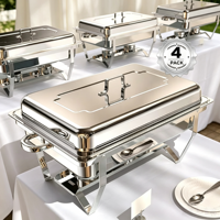 Réchaud à alcool en acier inoxydable argenté, pliable, isolé, rectangulaire, pour hôtels, présentoirs de buffet, plaque non revêtue, 9L, chauffe en 1 heure, BFL