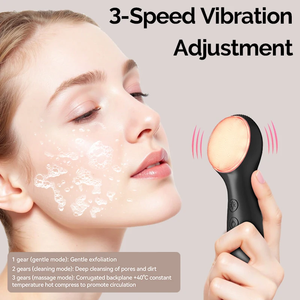 Многофункциональный водонепроницаемый скрабер для лица Wochuan 3-в-1 с подогревом: глубокое очищение, отшелушивание, удаление черных точек, щетка для ухода за кожей - Product Image 4