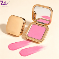 Meilleure Vente Cosmétiques Minéraux Marque Blanche Haute Pigmentation Palette de Fards à Joues Pressés Dorés Carrés Rosés avec Logo Personnalisé