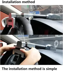 Verrou de <span class=keywords><strong>volant</strong></span> de direction de qualité supérieure avec <span class=keywords><strong>alarme</strong></span> et lumière, dispositif de sécurité antivol pour voiture, verrou de prévention du vol de voiture robuste - Product Image 5