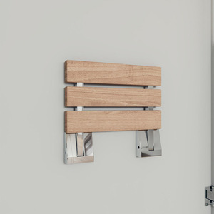 Teak Wall Mounted <b>Folding</b> Chair Entryway Shower <b>Stool</b> Modern Simple Design - Product Image 3