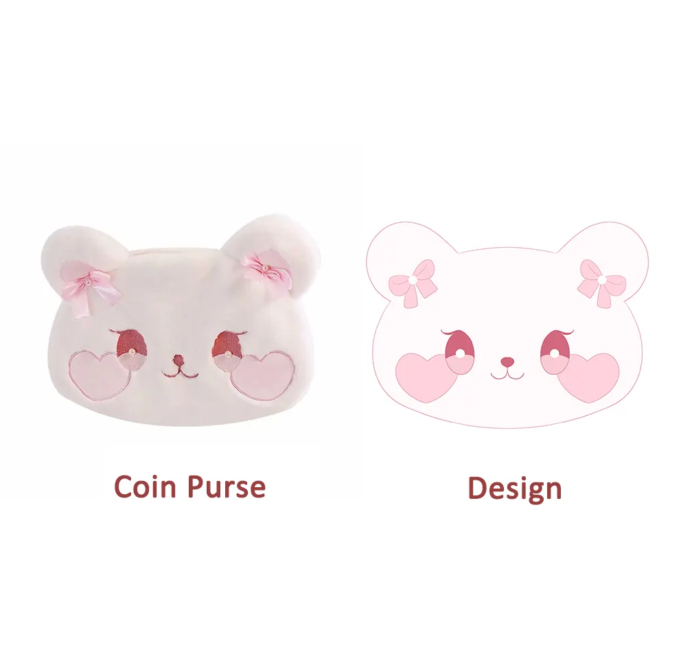 Monedero de felpa con dibujos animados para niñas, mini bolsa rosa con diseño de cartera personalizada