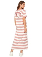 Robe à capuche personnalisée pour femmes à rayures unies Robe longue en coton décontractée pour femmes