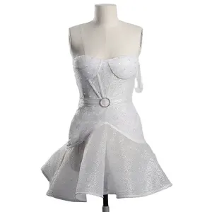 RSW1654 seksi parti elbise Mini etek parlaklık glitter kadın sivil kısa düğün elbisesi